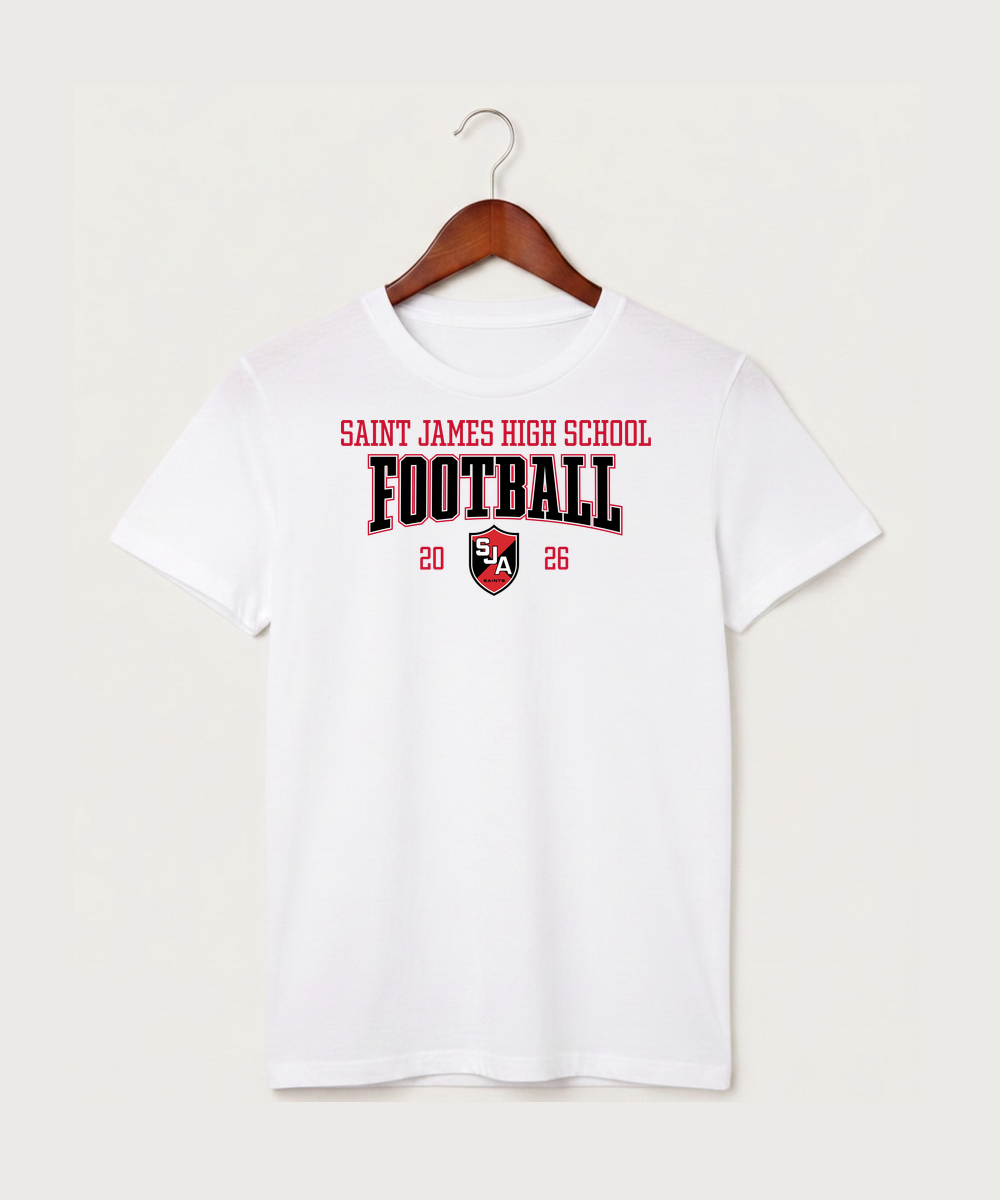 Saint James High School Football (Boys) - White T-Shirt - Full Front