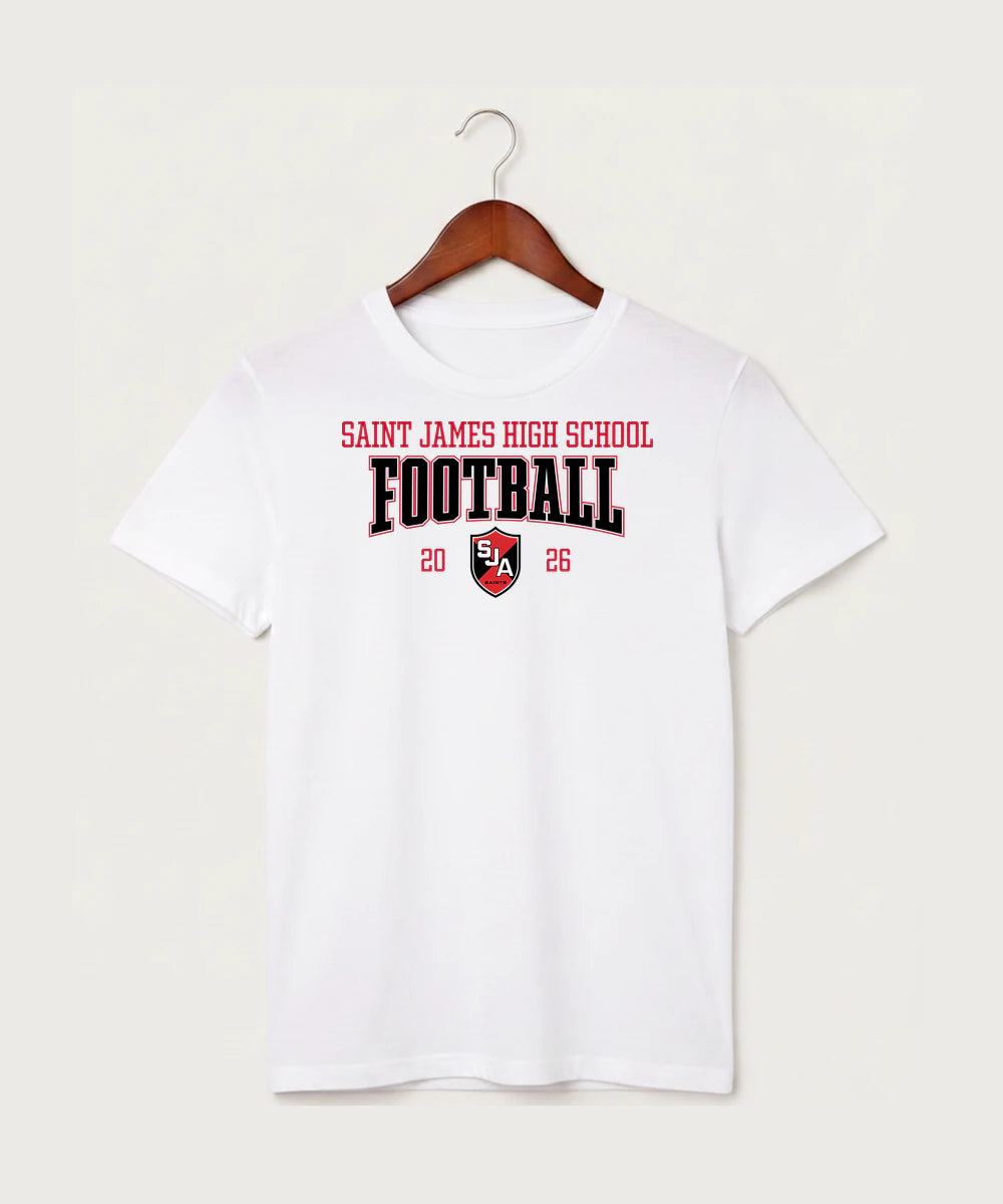 Saint James High School Football (Boys) - White T-Shirt - Full Front