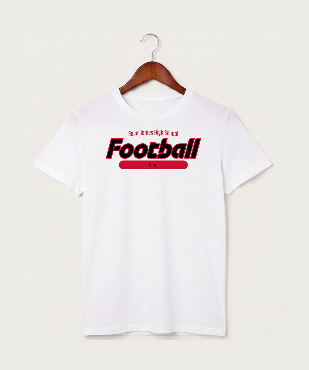 Saint James High School Football (Boys) - White T-Shirt - Full Front