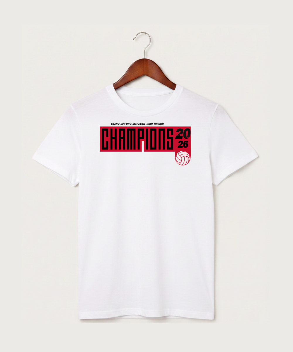 Tracy-Milroy-Balaton High School Volleyball (Girls) - White T-Shirt - Full Front