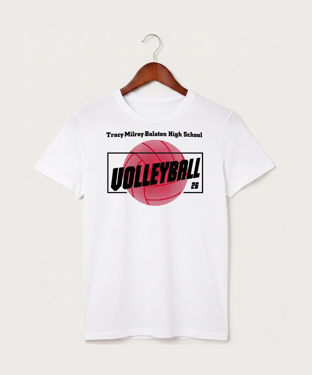 Tracy-Milroy-Balaton High School Volleyball (Girls) - White T-Shirt - Full Front