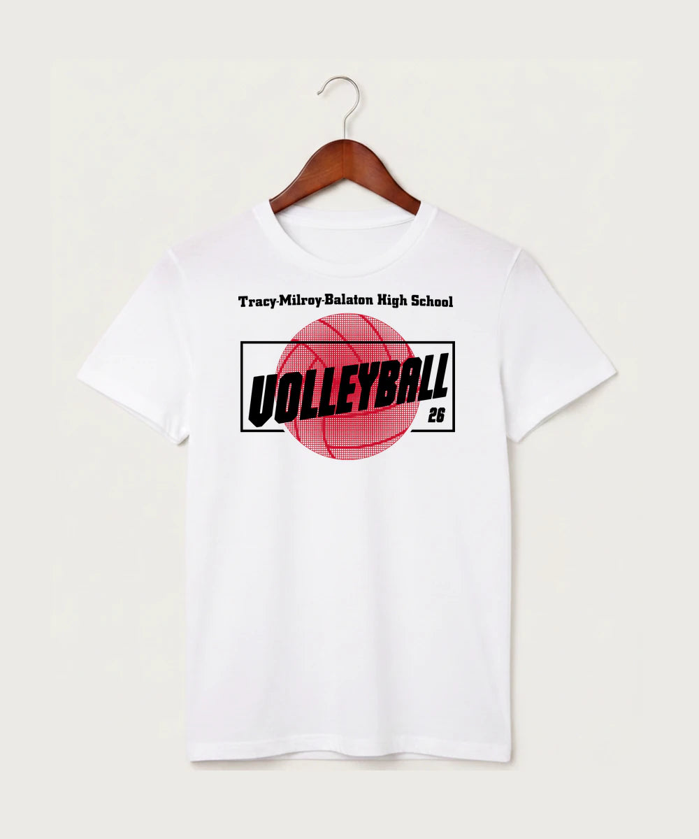 Tracy-Milroy-Balaton High School Volleyball (Girls) - White T-Shirt - Full Front