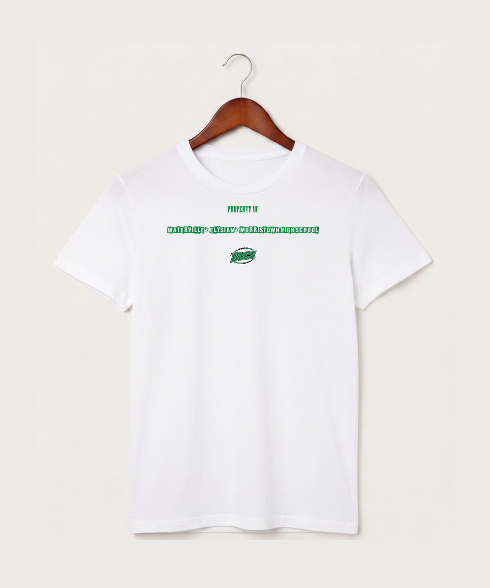 Waterville-Elysian-Morristown High School Football (Boys) - White T-Shirt - Full Front