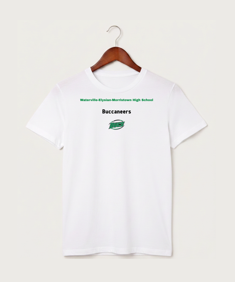 Waterville-Elysian-Morristown High School Football (Boys) - White T-Shirt - Full Front
