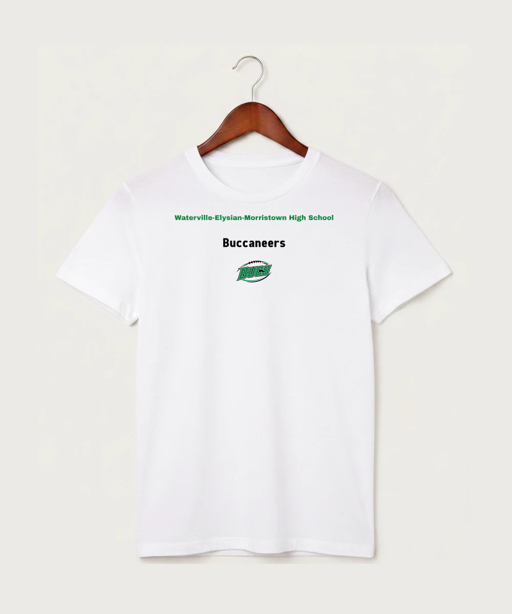 Waterville-Elysian-Morristown High School Football (Boys) - White T-Shirt - Full Front