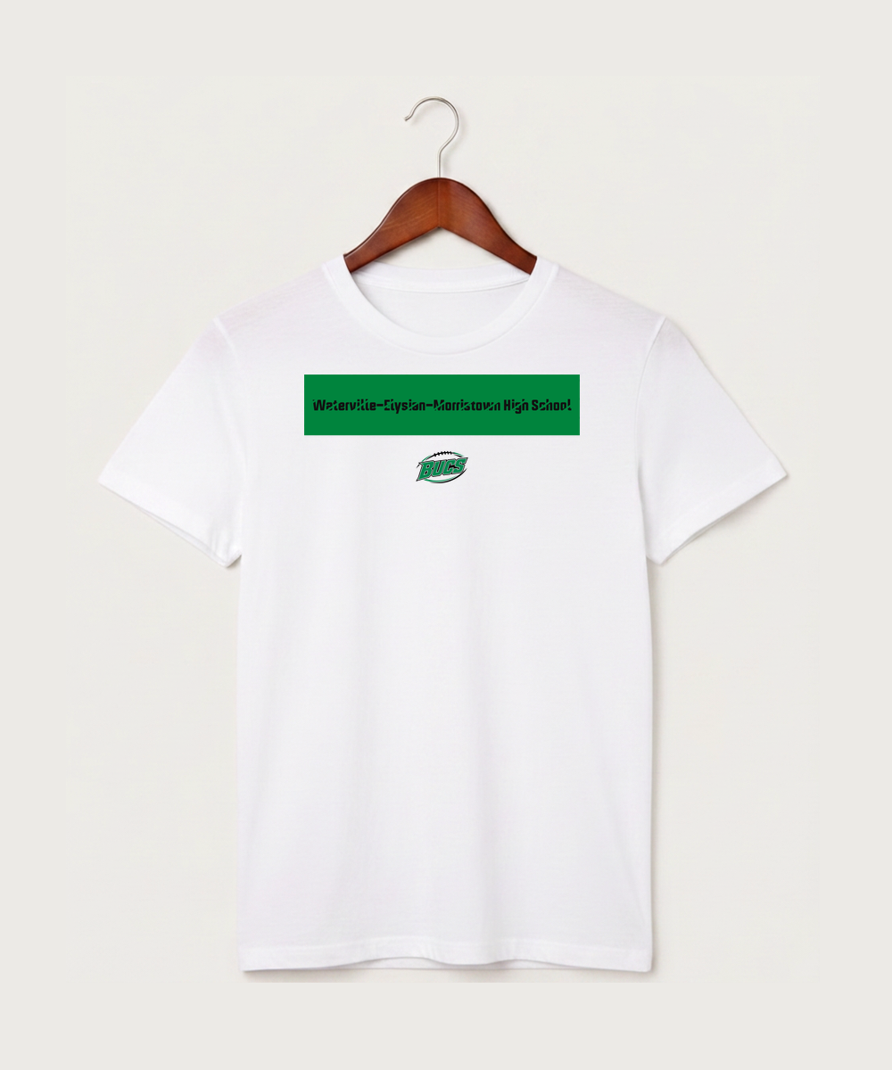 Waterville-Elysian-Morristown High School Football (Boys) - White T-Shirt - Full Front