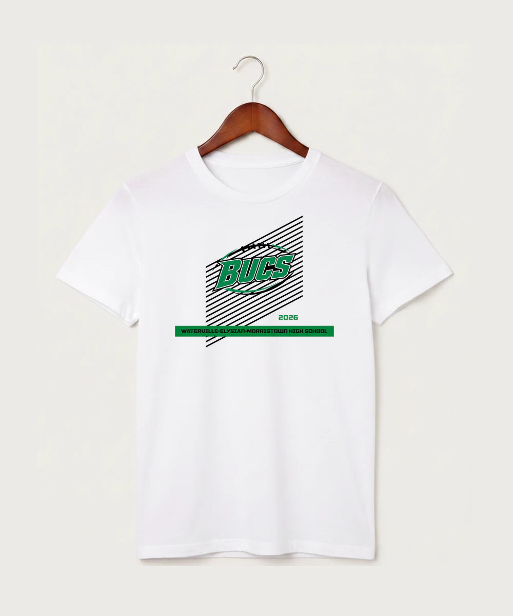Waterville-Elysian-Morristown High School Football (Boys) - White T-Shirt - Full Front