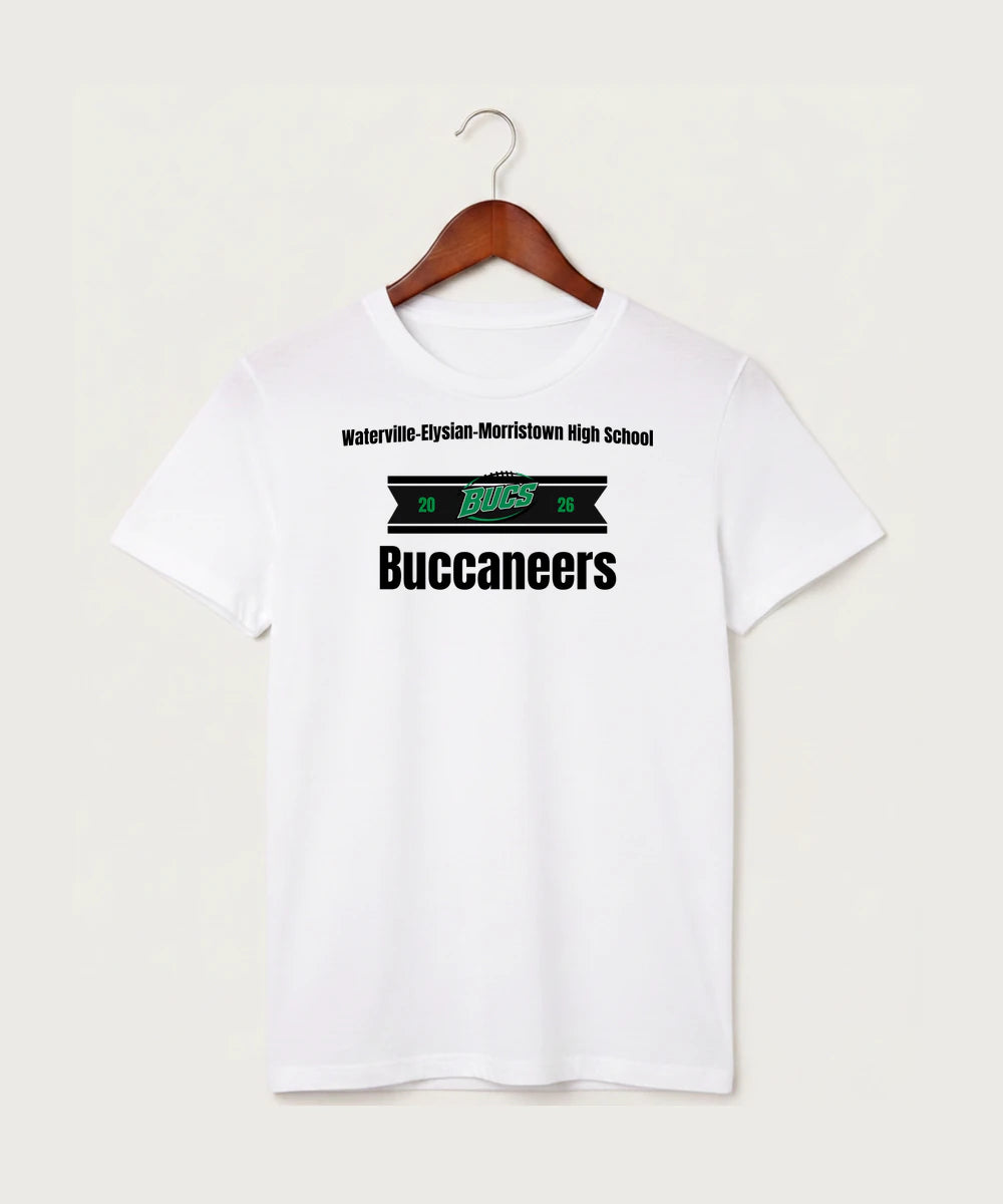 Waterville-Elysian-Morristown High School Football (Boys) - White T-Shirt - Full Front