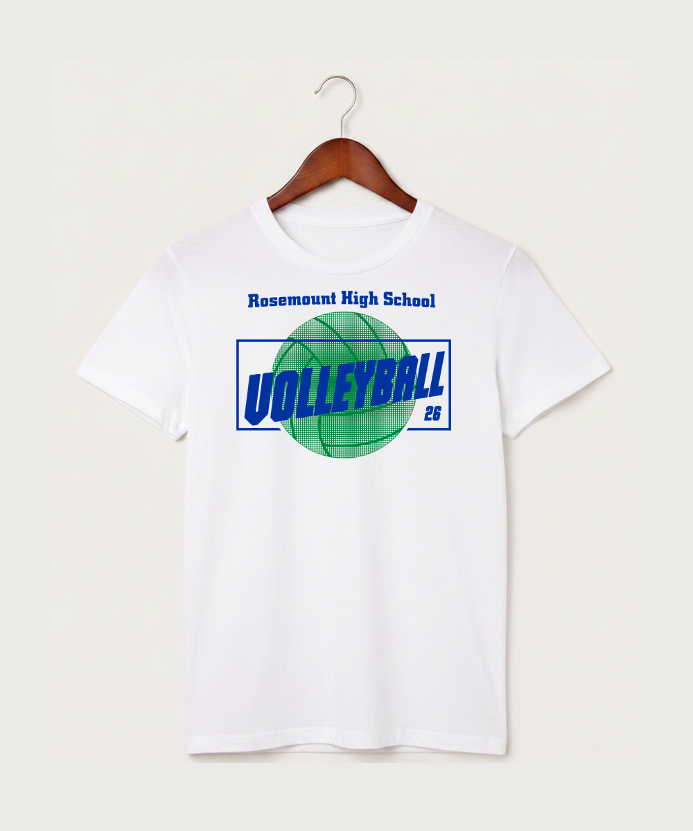 Rosemount High School Volleyball (Girls) - White T-Shirt - Full Front