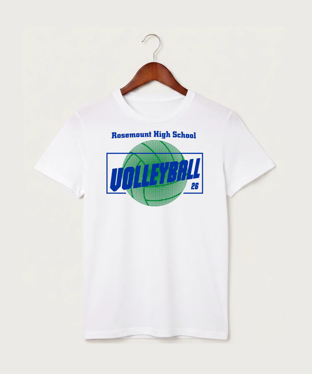 Rosemount High School Volleyball (Girls) - White T-Shirt - Full Front