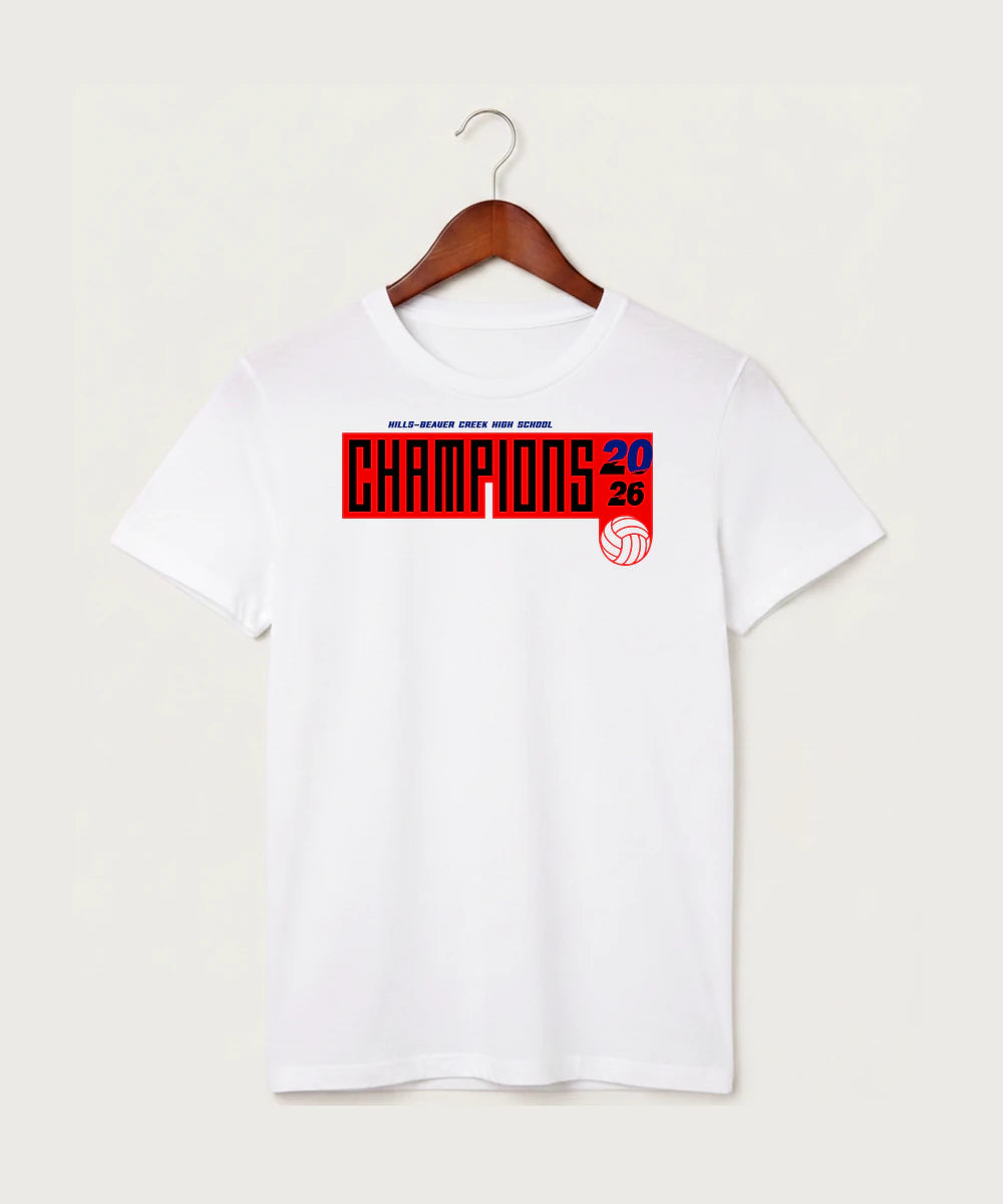 Hills-Beaver Creek High School Volleyball (Girls) - White T-Shirt - Full Front