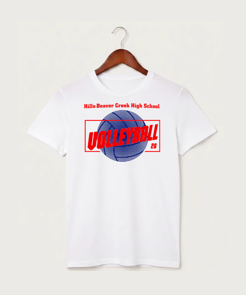 Hills-Beaver Creek High School Volleyball (Girls) - White T-Shirt - Full Front