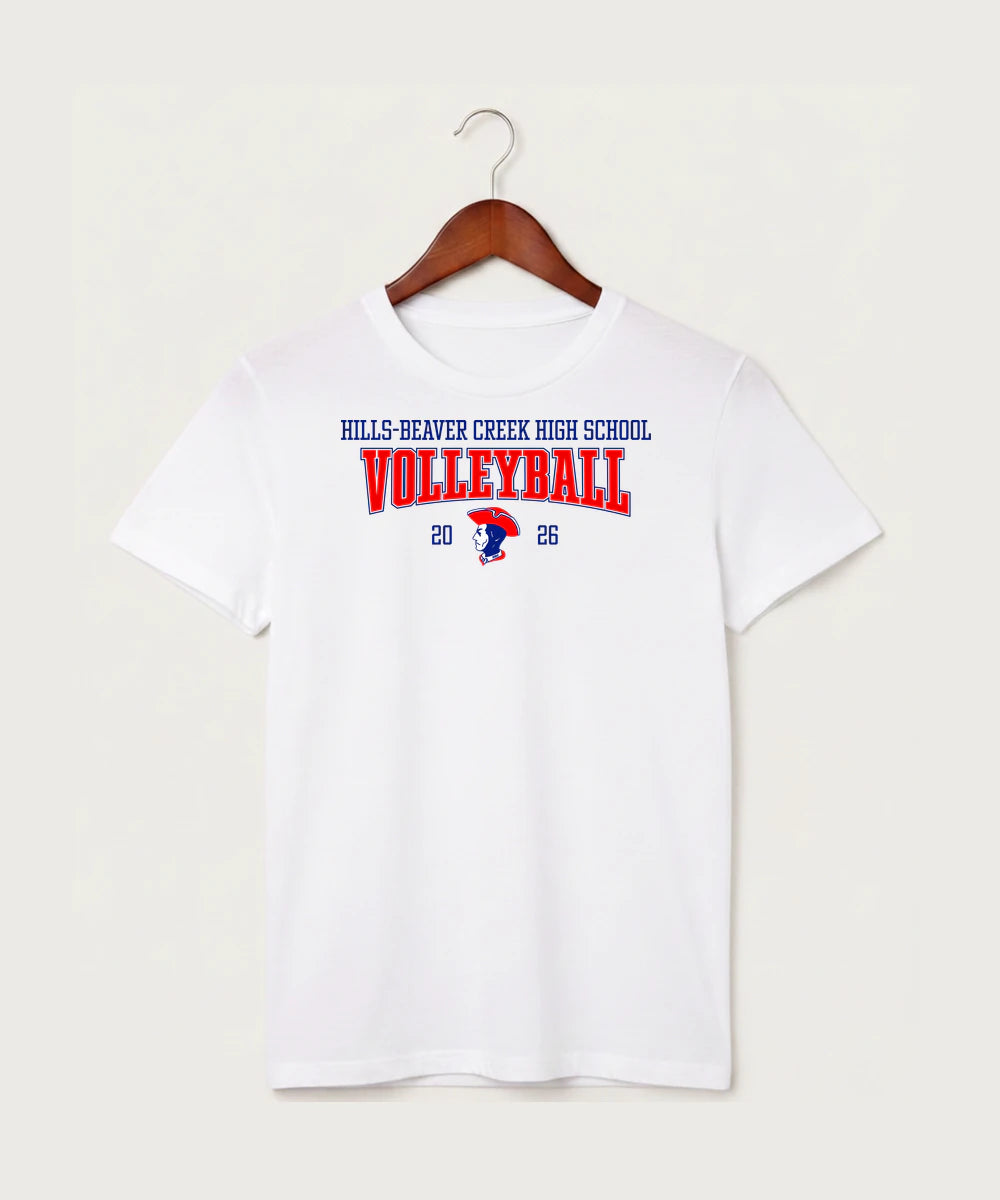 Hills-Beaver Creek High School Volleyball (Girls) - White T-Shirt - Full Front