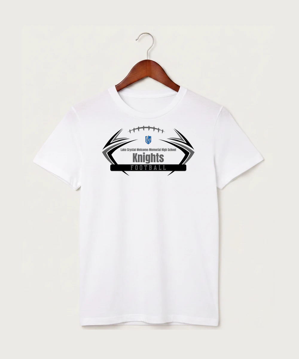 Lake Crystal-Welcome-Memorial High School Football (Boys) - White T-Shirt - Full Front