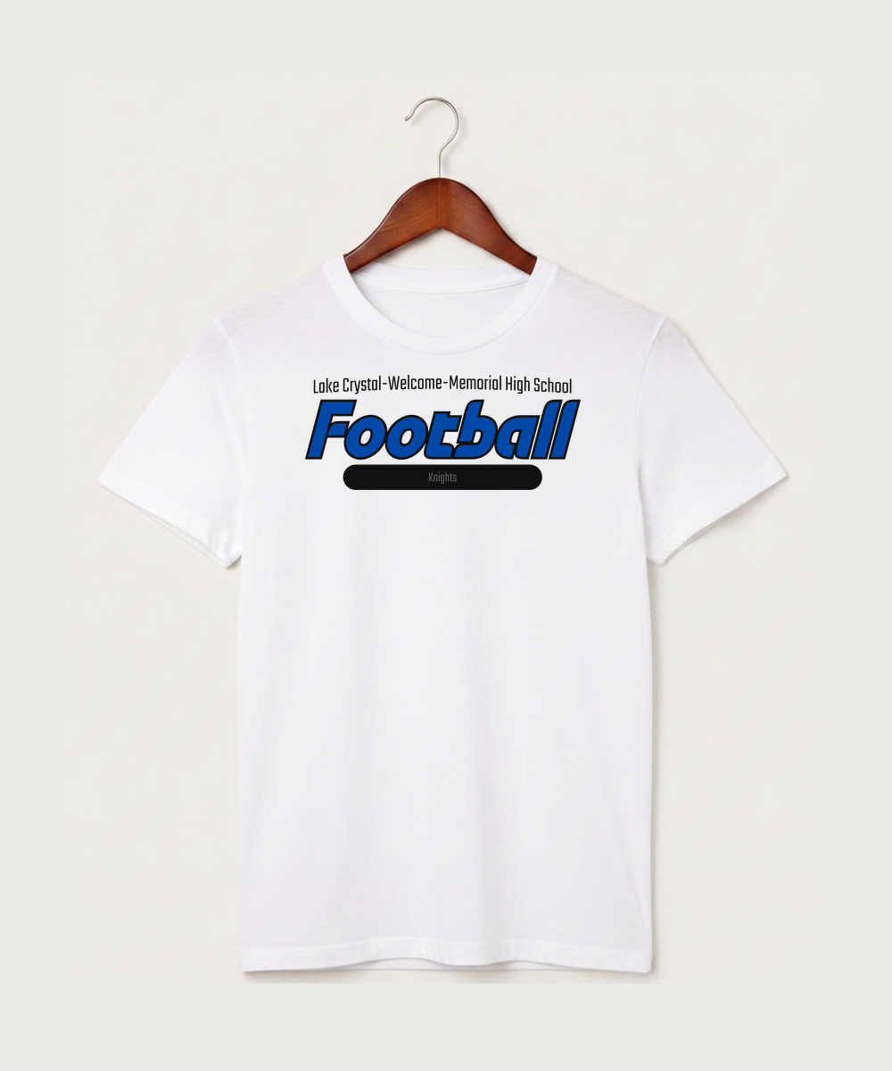 Lake Crystal-Welcome-Memorial High School Football (Boys) - White T-Shirt - Full Front