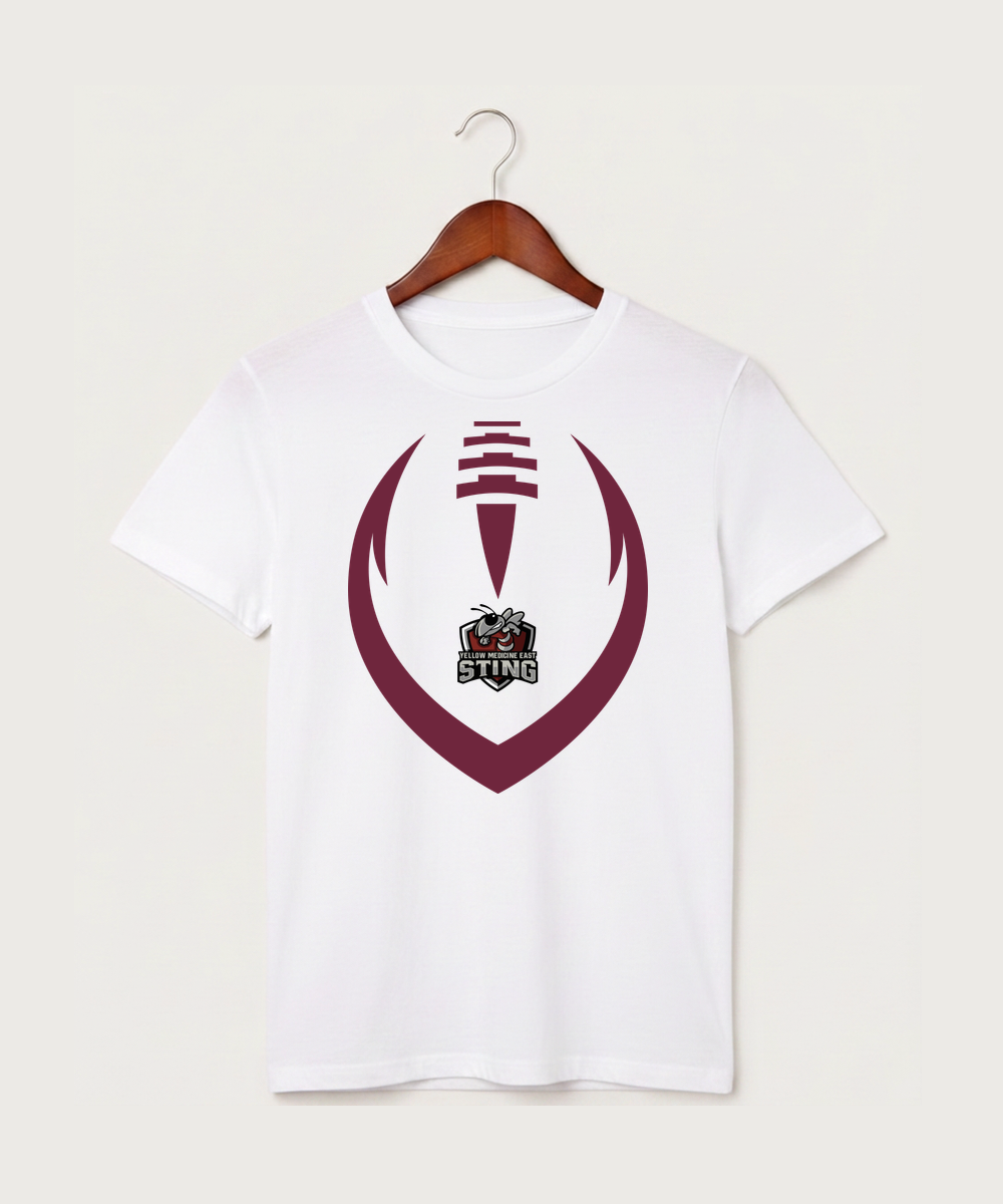 Yellow Medicine East High School Football (Boys) - White T-Shirt - Full Front