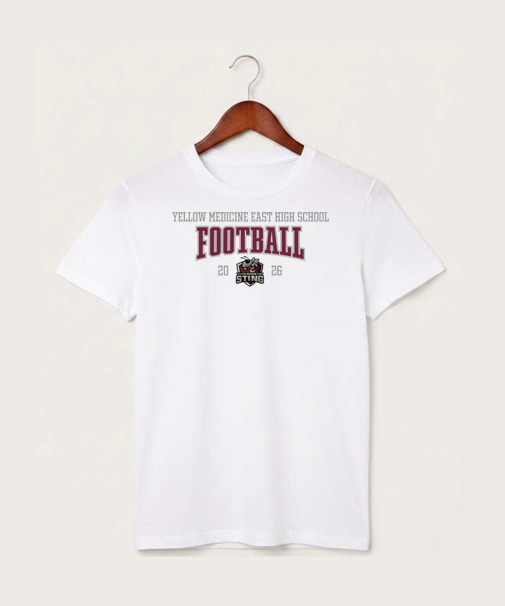 Yellow Medicine East High School Football (Boys) - White T-Shirt - Full Front