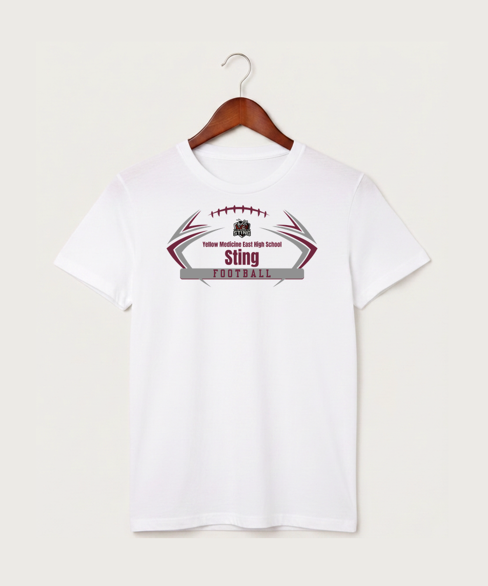 Yellow Medicine East High School Football (Boys) - White T-Shirt - Full Front