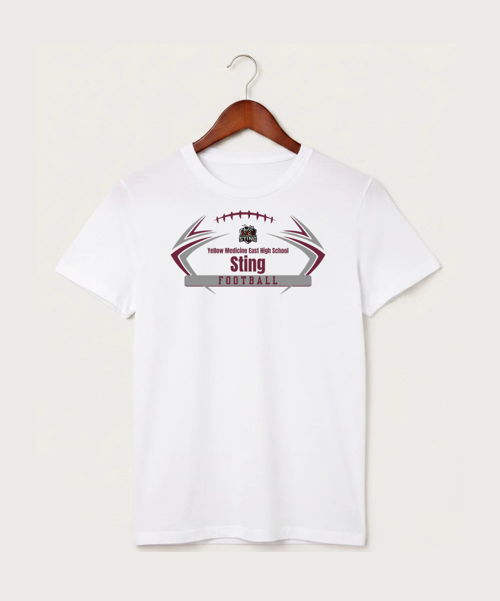 Yellow Medicine East High School Football (Boys) - White T-Shirt - Full Front