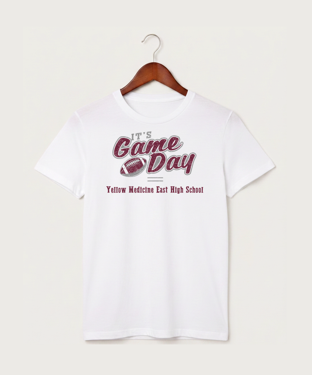 Yellow Medicine East High School Football (Boys) - White T-Shirt - Full Front