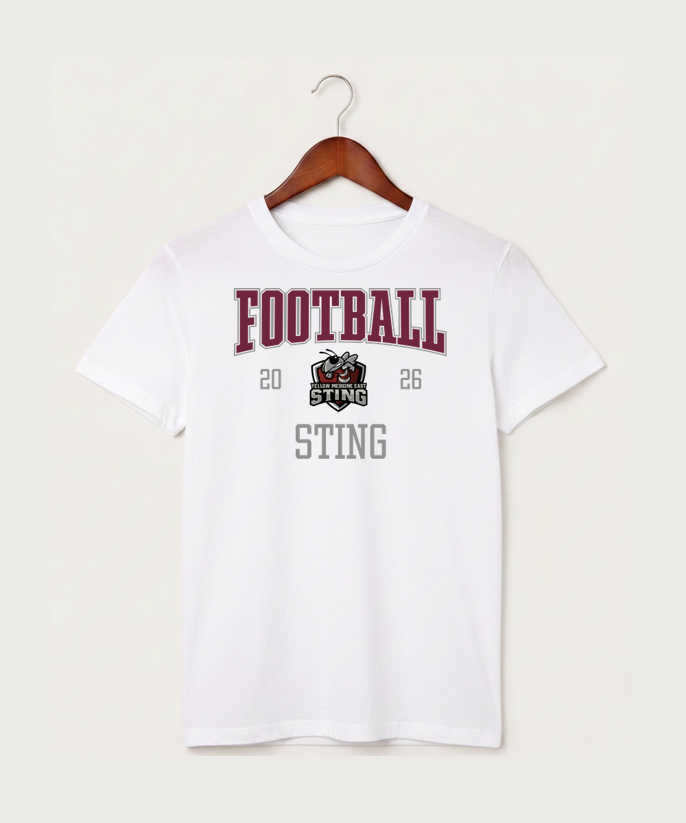 Yellow Medicine East High School Football (Boys) - White T-Shirt - Full Front