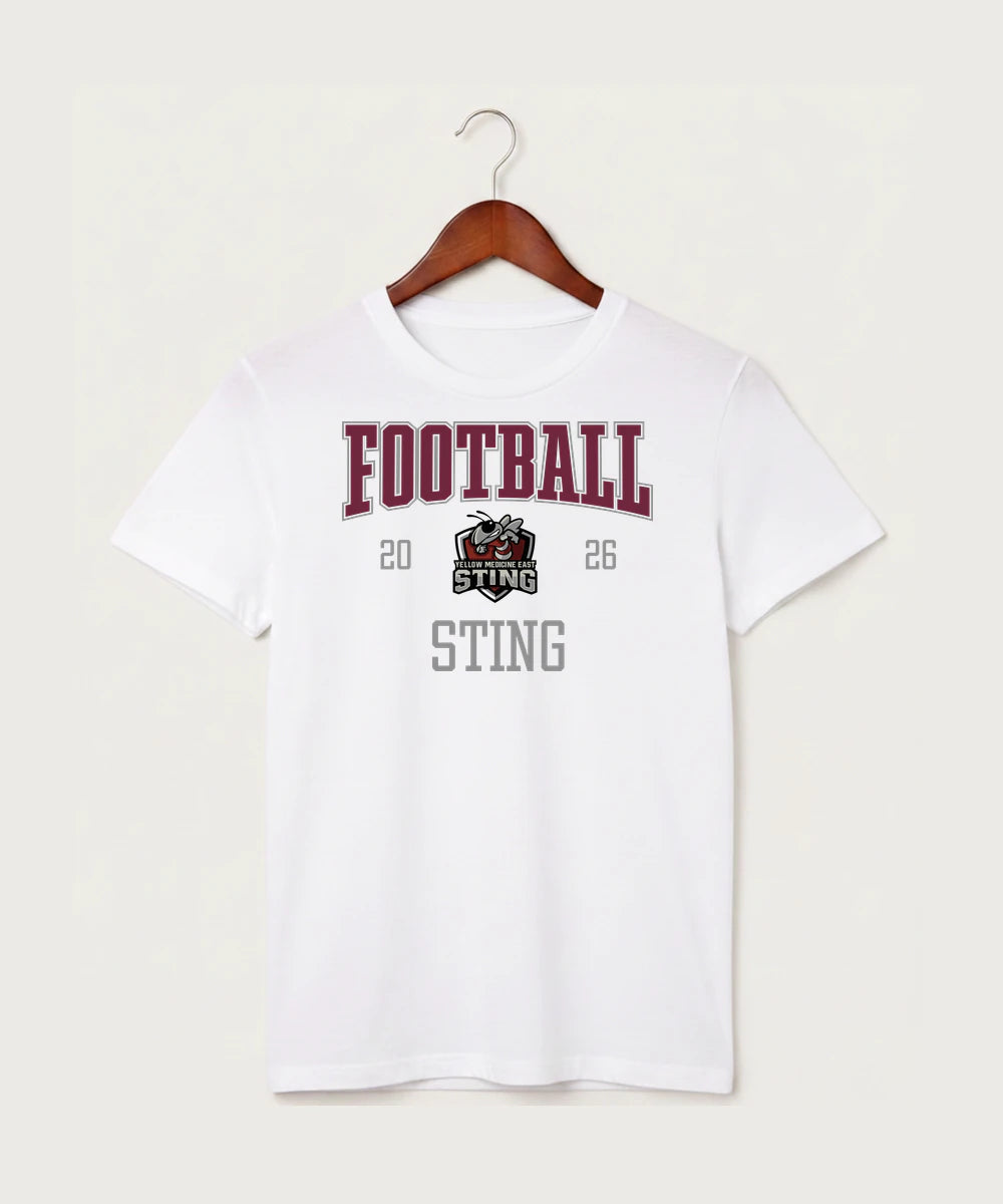 Yellow Medicine East High School Football (Boys) - White T-Shirt - Full Front