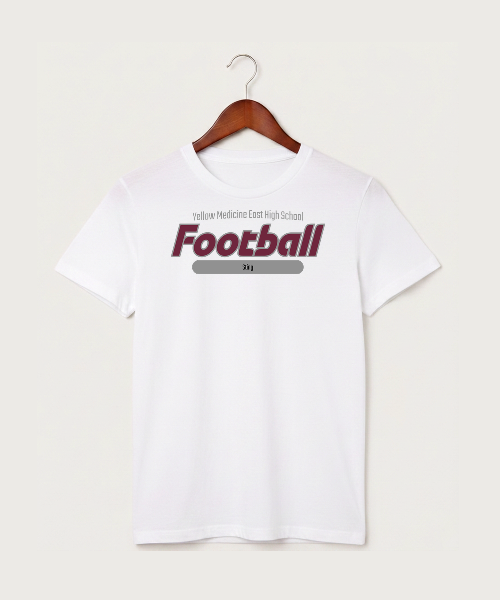 Yellow Medicine East High School Football (Boys) - White T-Shirt - Full Front