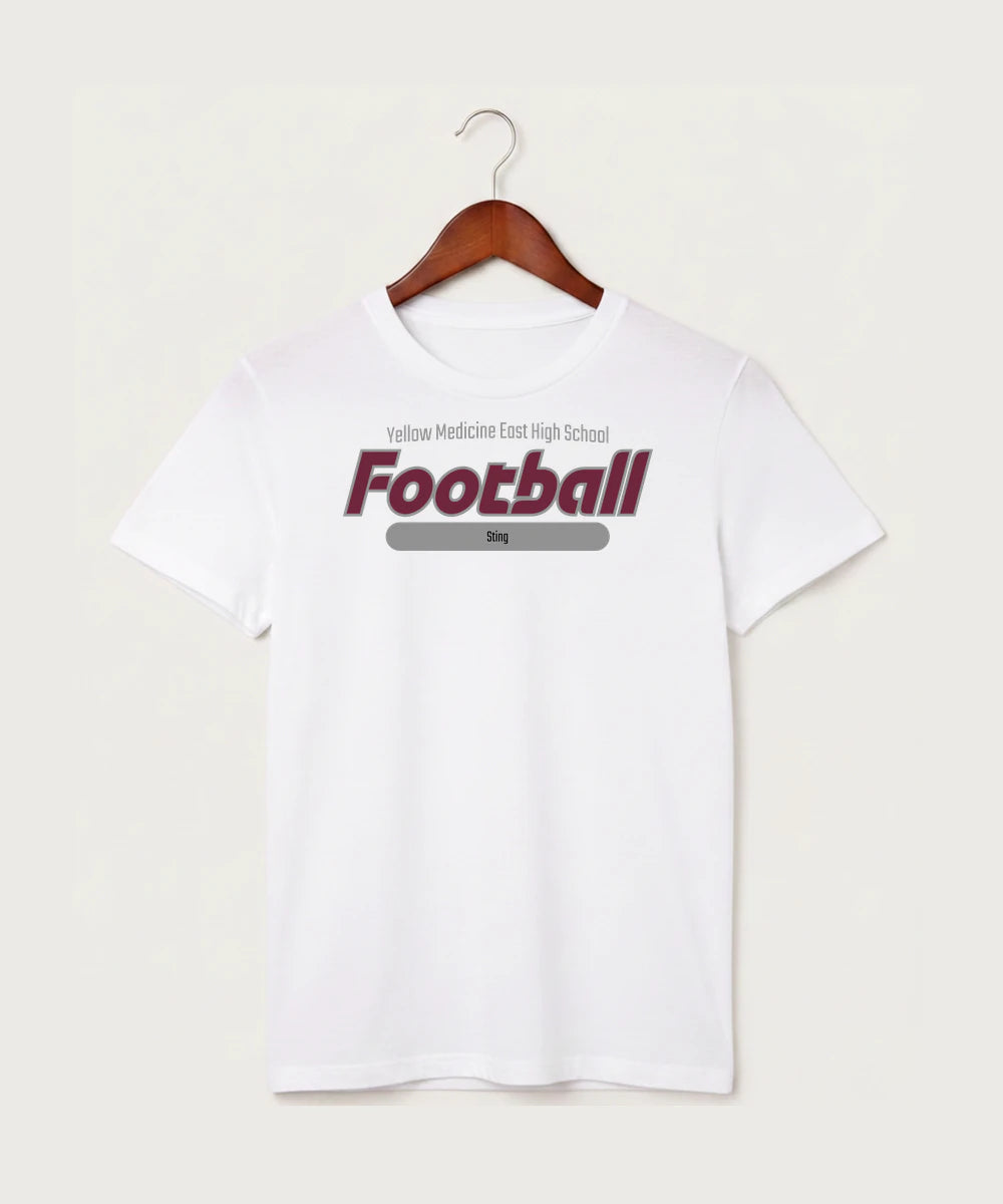Yellow Medicine East High School Football (Boys) - White T-Shirt - Full Front