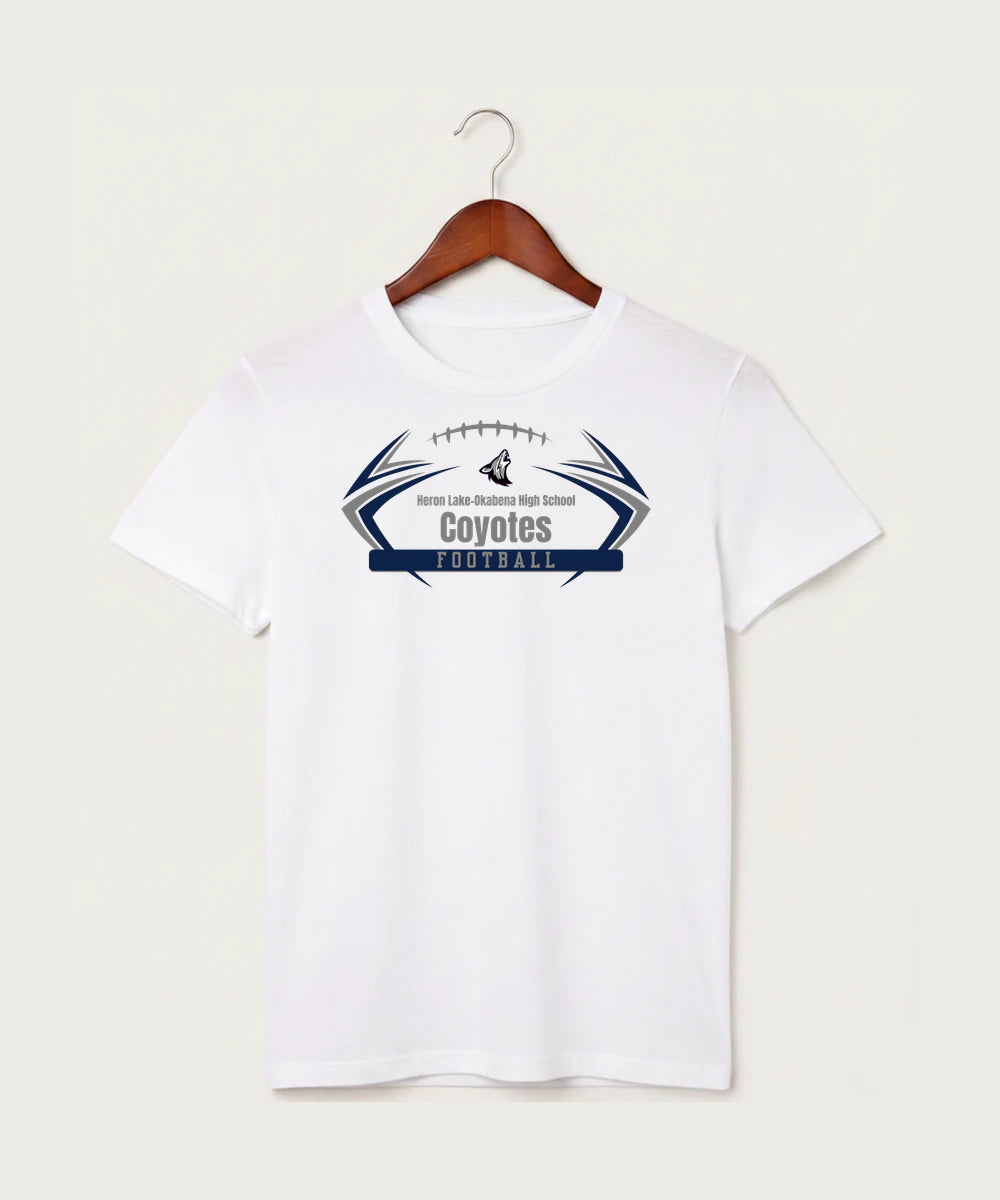 Heron Lake-Okabena High School Football (Boys) - White T-Shirt - Full Front