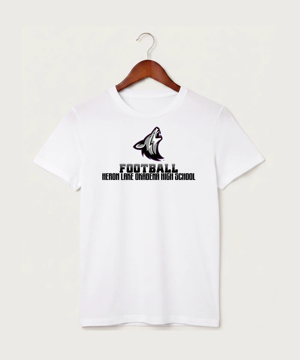 Heron Lake-Okabena High School Football (Boys) - White T-Shirt - Full Front