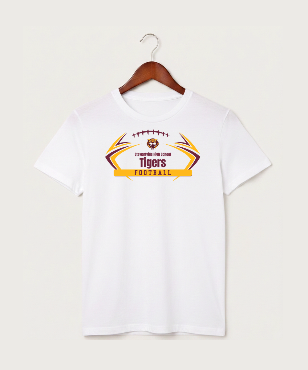 Stewartville High School Football (Boys) - White T-Shirt - Full Front