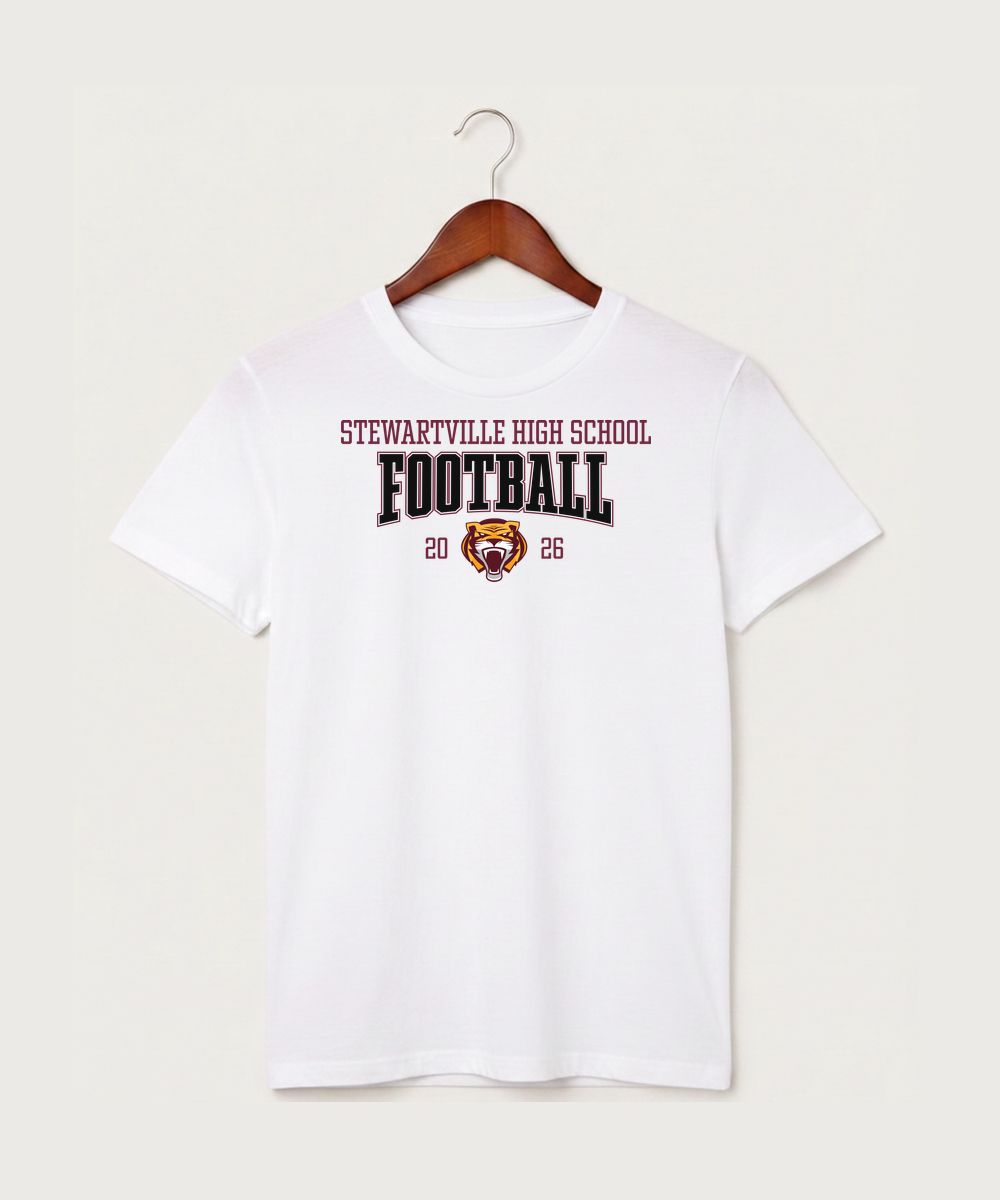 Stewartville High School Football (Boys) - White T-Shirt - Full Front