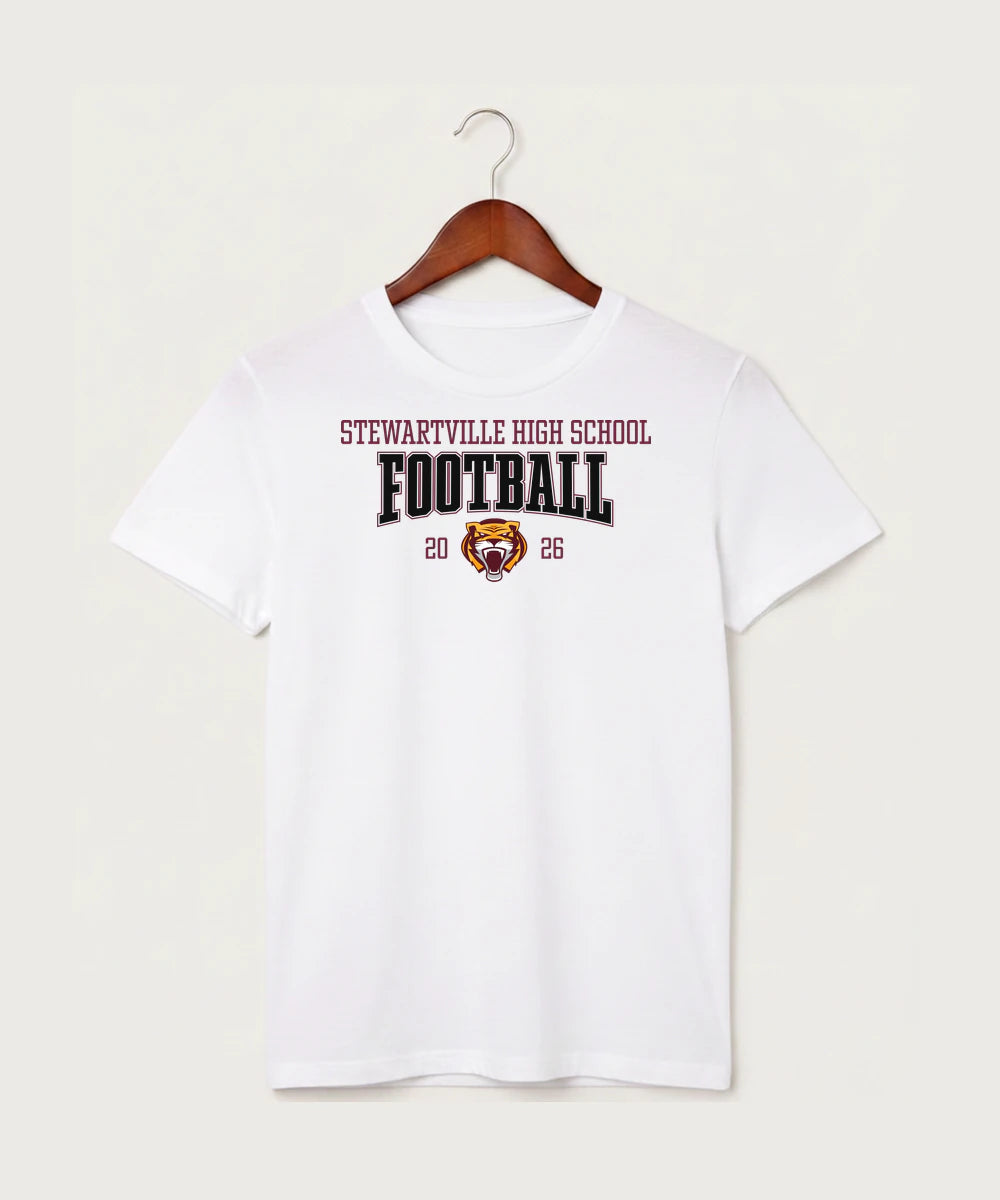 Stewartville High School Football (Boys) - White T-Shirt - Full Front