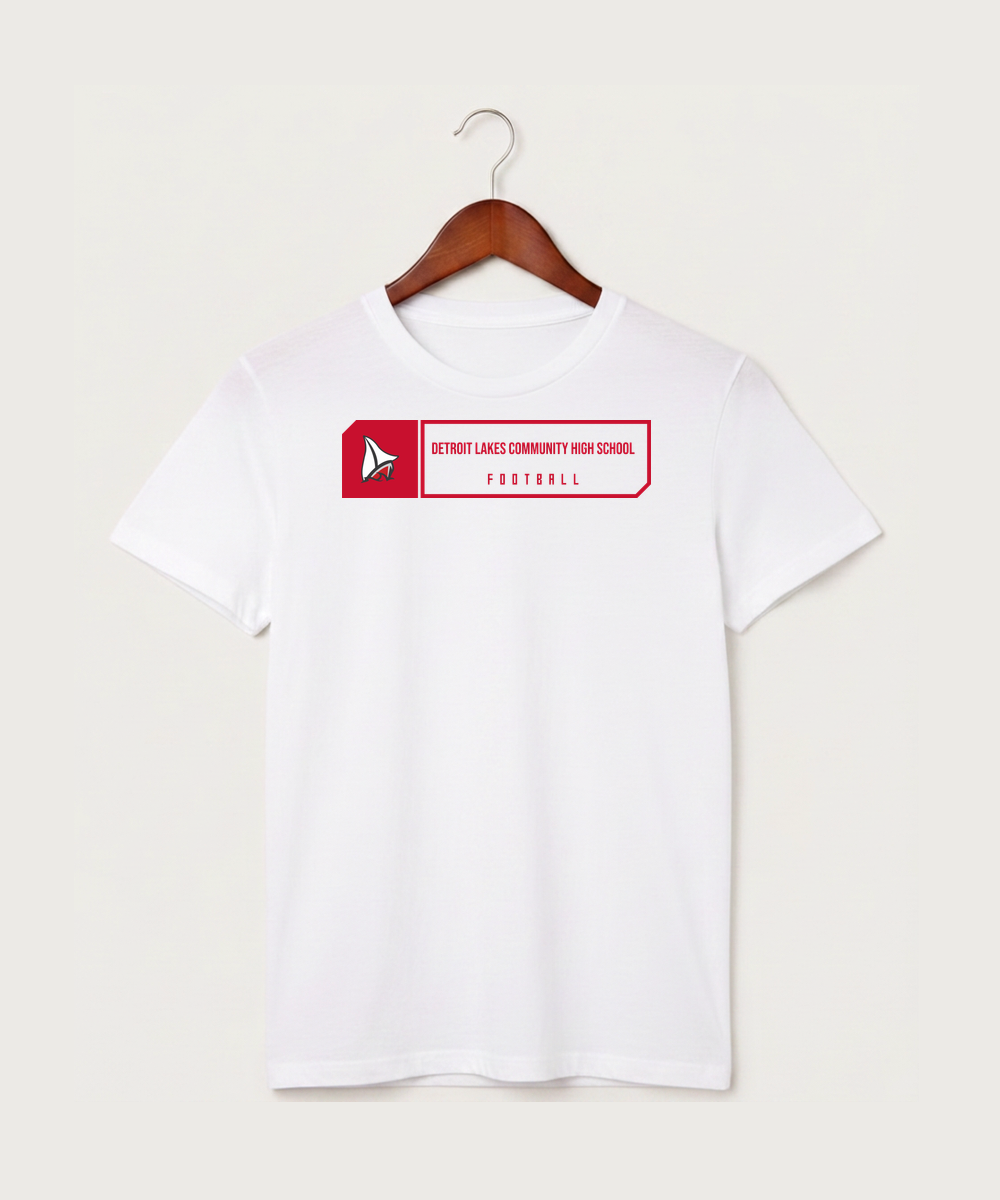 Detroit Lakes Community High School Football (Boys) - White T-Shirt - Full Front