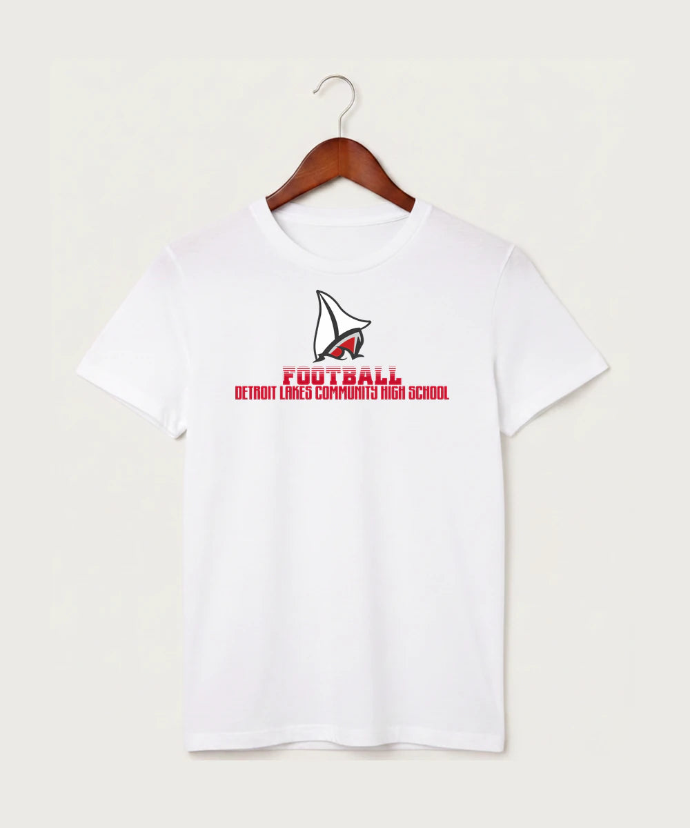 Detroit Lakes Community High School Football (Boys) - White T-Shirt - Full Front