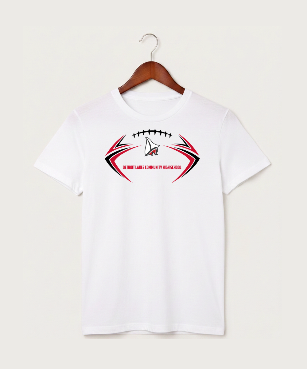 Detroit Lakes Community High School Football (Boys) - White T-Shirt - Full Front