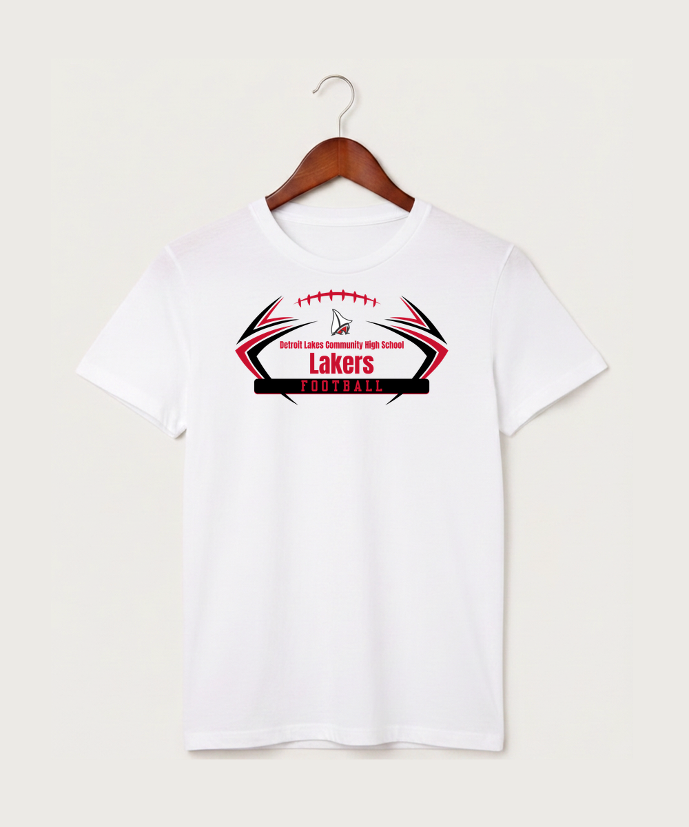 Detroit Lakes Community High School Football (Boys) - White T-Shirt - Full Front