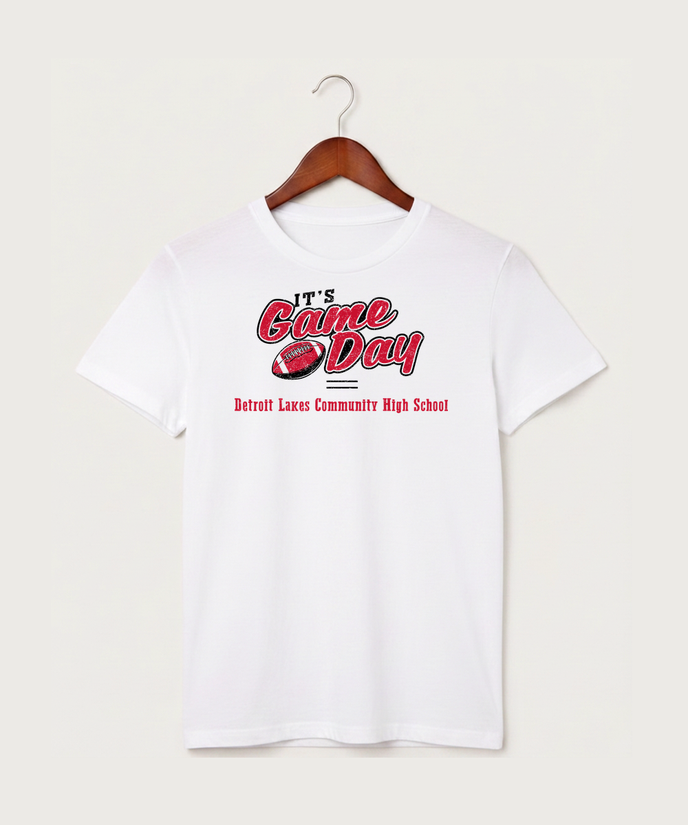 Detroit Lakes Community High School Football (Boys) - White T-Shirt - Full Front