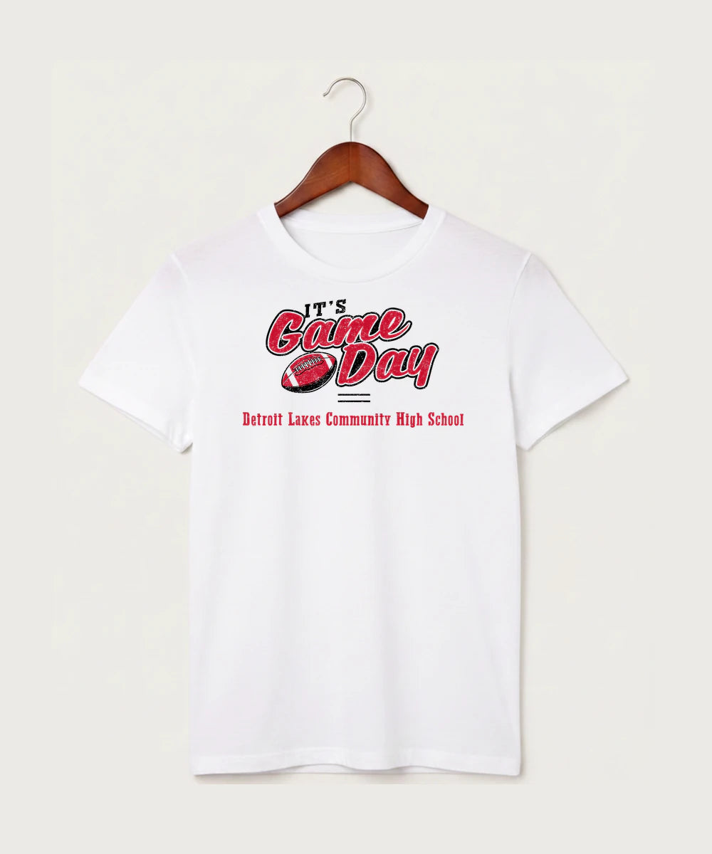 Detroit Lakes Community High School Football (Boys) - White T-Shirt - Full Front