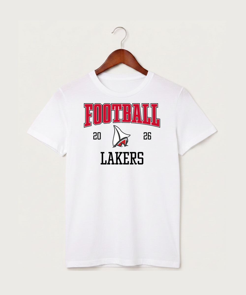 Detroit Lakes Community High School Football (Boys) - White T-Shirt - Full Front