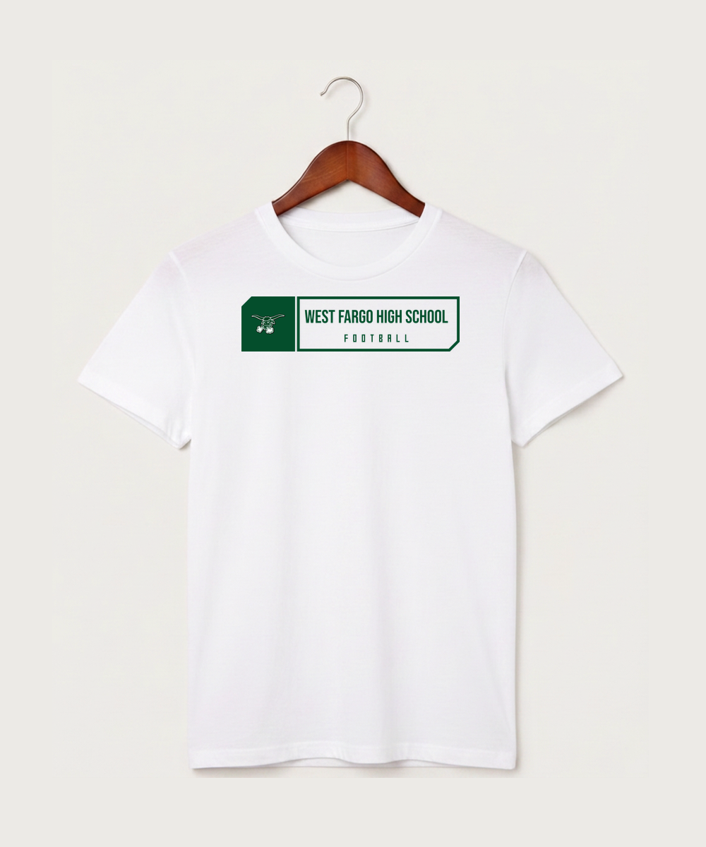 West Fargo High School Football (Boys) - White T-Shirt - Full Front