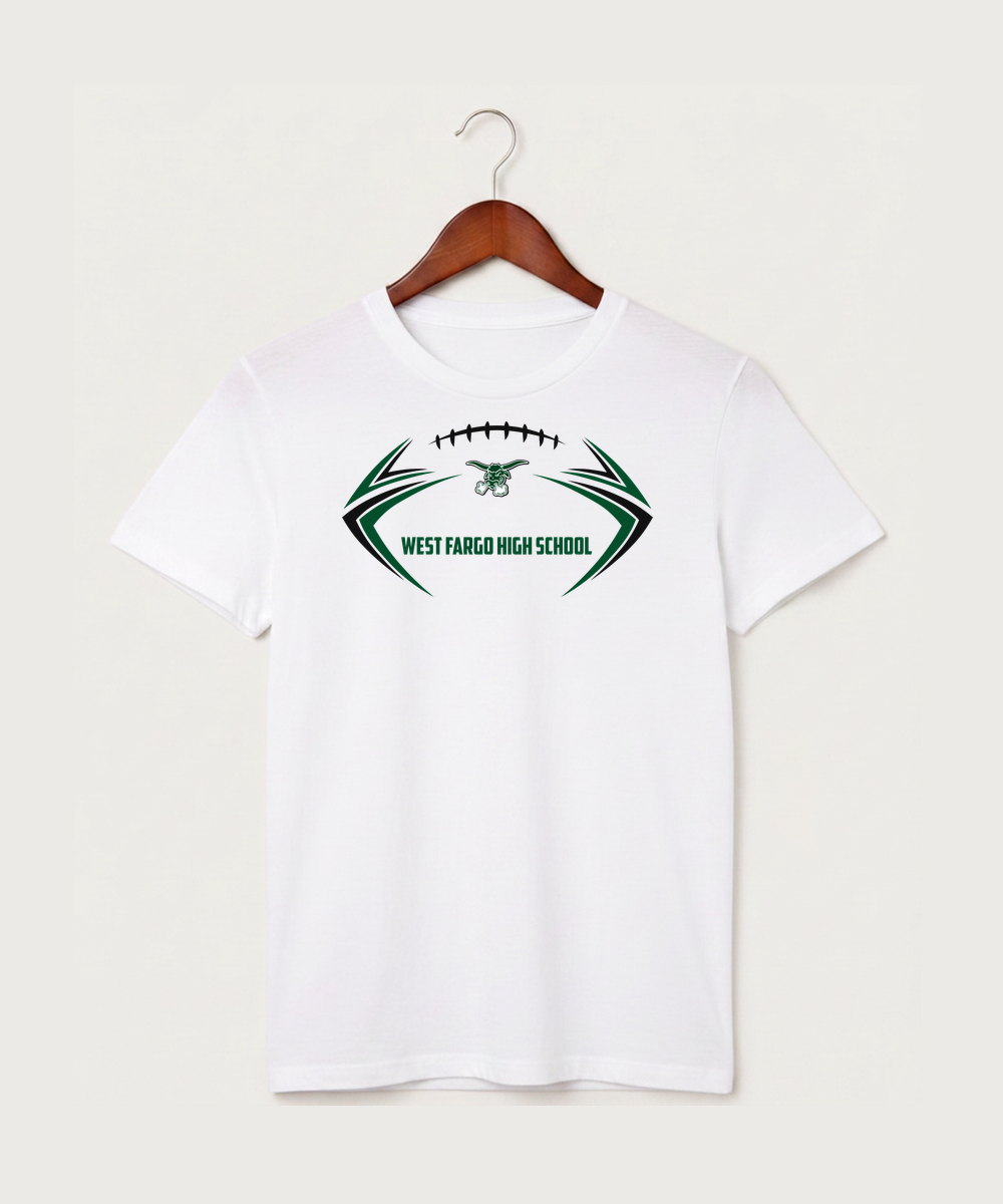 West Fargo High School Football (Boys) - White T-Shirt - Full Front