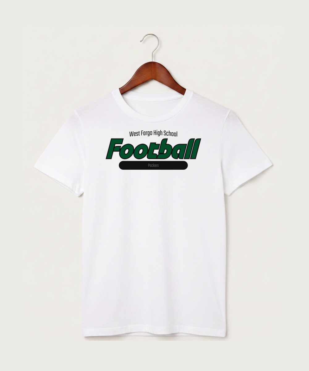 West Fargo High School Football (Boys) - White T-Shirt - Full Front