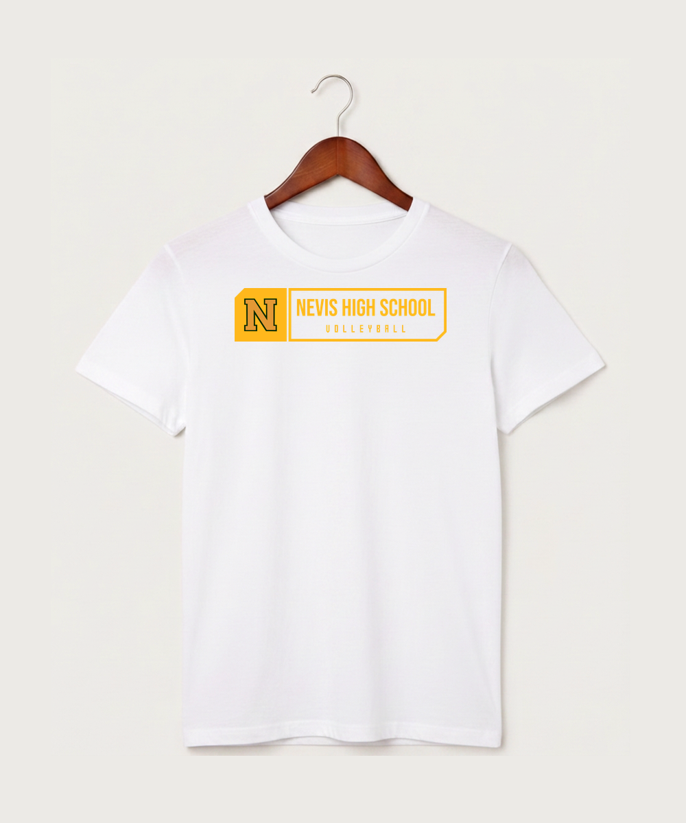 Nevis High School Volleyball (Girls) - White T-Shirt - Full Front
