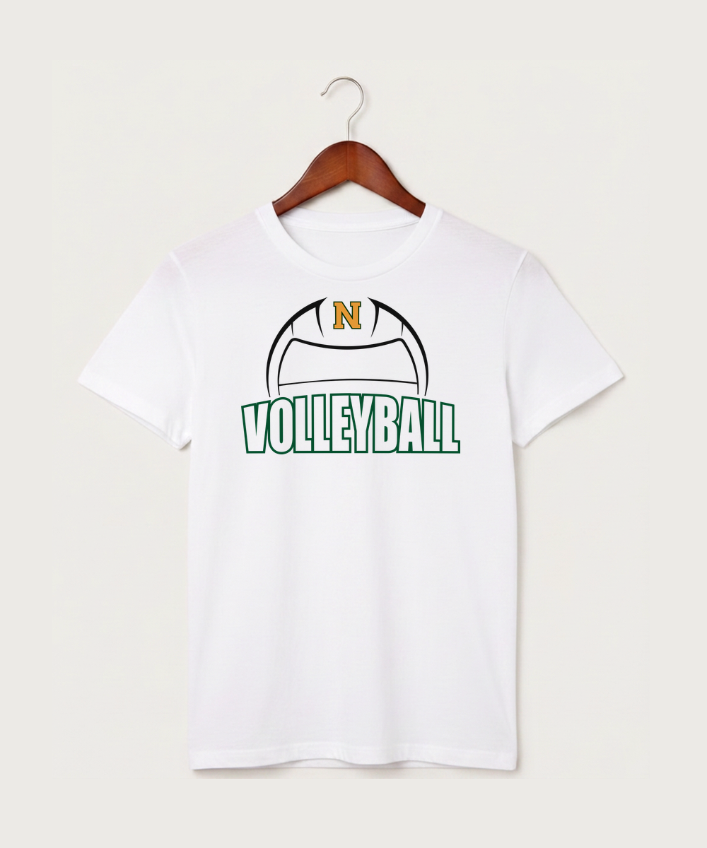 Nevis High School Volleyball (Girls) - White T-Shirt - Full Front