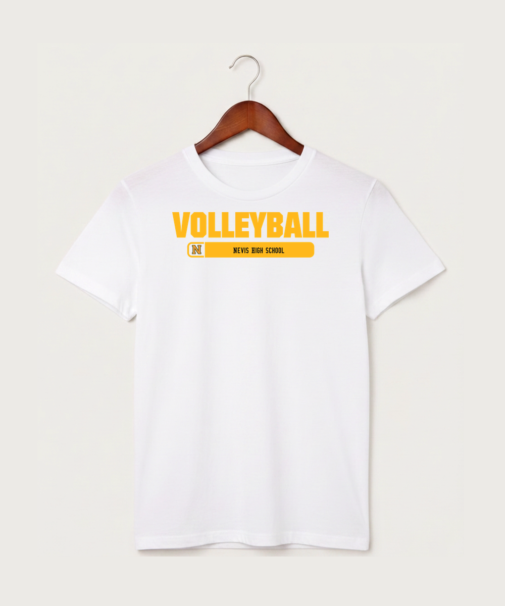 Nevis High School Volleyball (Girls) - White T-Shirt - Full Front