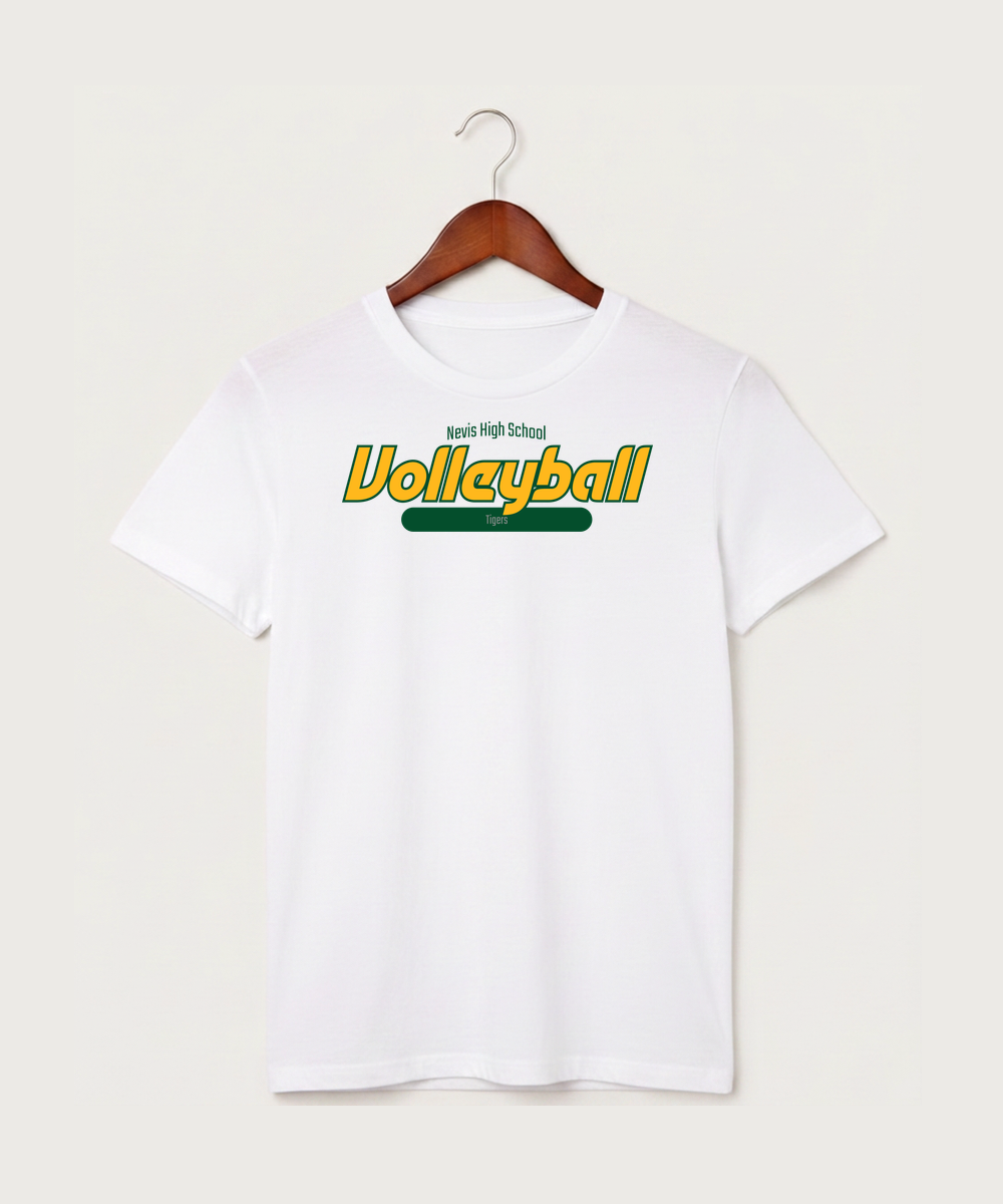 Nevis High School Volleyball (Girls) - White T-Shirt - Full Front