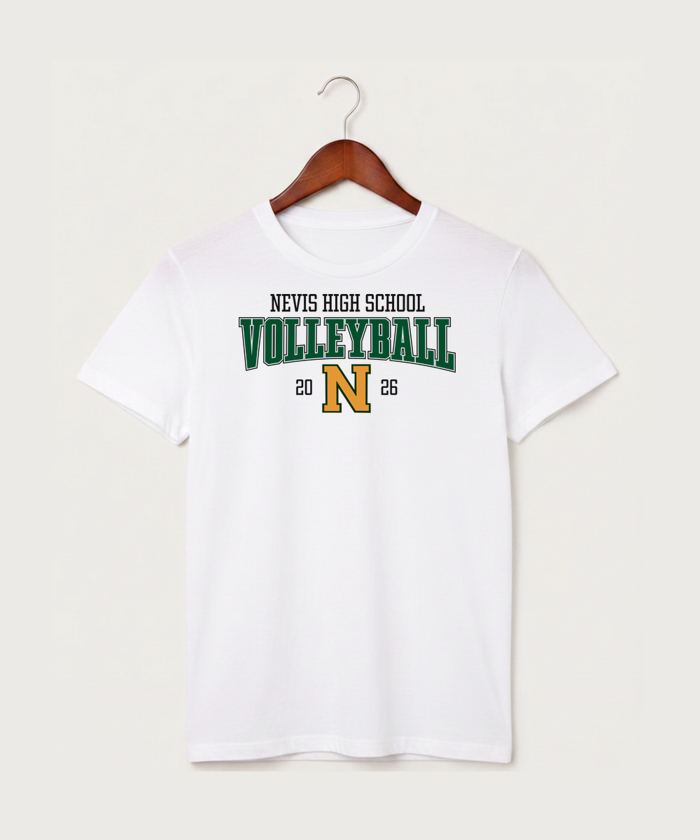 Nevis High School Volleyball (Girls) - White T-Shirt - Full Front