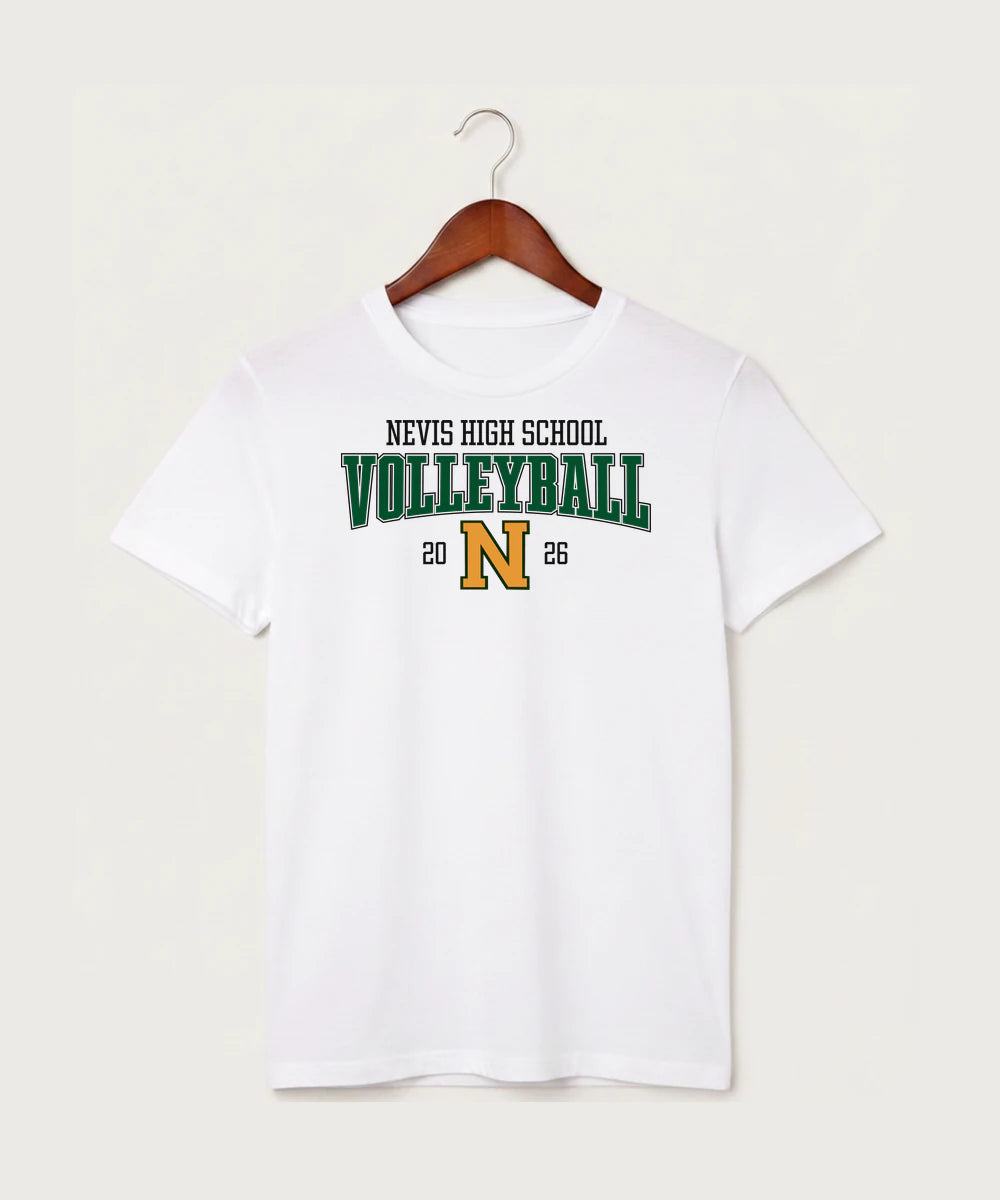 Nevis High School Volleyball (Girls) - White T-Shirt - Full Front