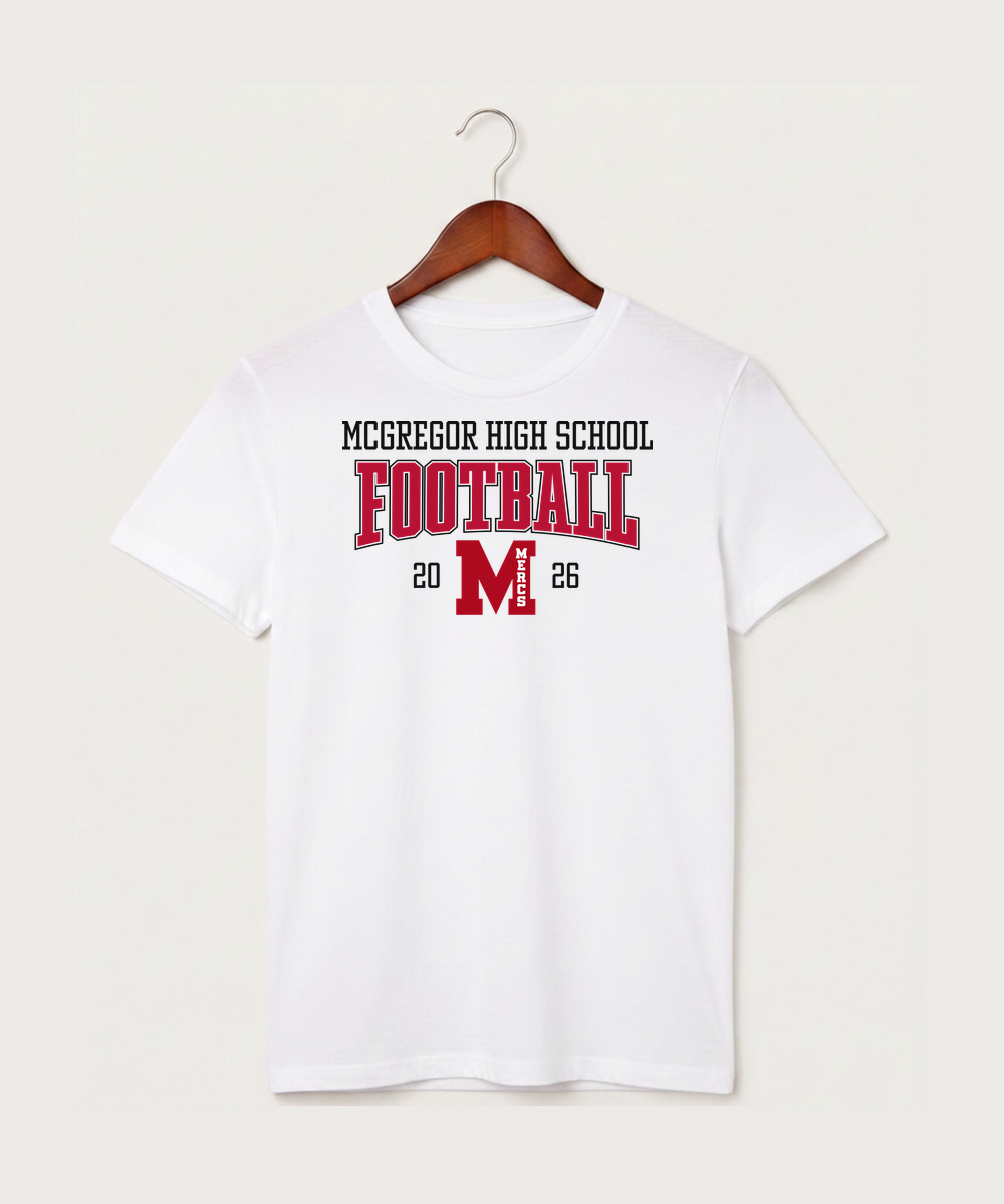 Mcgregor High School Football (Boys) - White T-Shirt - Full Front